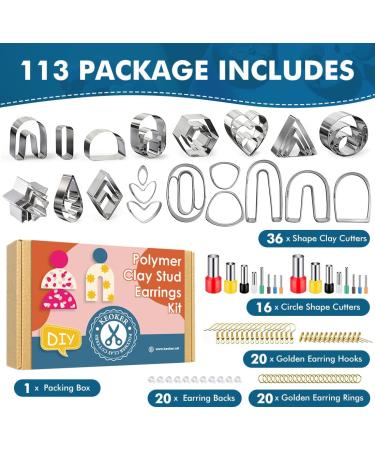 Keoker Polymer Clay Cutters Set - 36 Stainless Steel Shapes with 16 Circle Cutters and 60 Earrings Accessories for Jewelry Making - Buy Online on GoSupps.com
