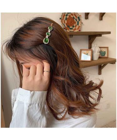Cimenexe Vintage Emerald Hair Clip Green Crystal Hair Pins Clips Paved Cz Hair Barrette Rhinestone Headclip Barrette Bohemian Headwear Decorative Bobby Pins Emerald Crystal Hair Accessories Jewelry
