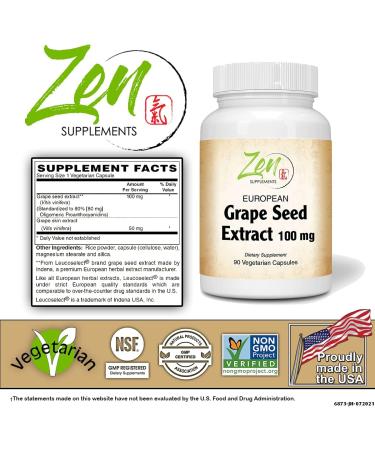 Grape Seed Extract 100mg Strength - European Grape Seed Extract Standardized to 80% OPC for Powerful Antioxidant & Inflammation Support - Best Grape Seed Extract -Non-GMO & Gluten Free 90-Vegcaps - Buy Online on GoSupps.com