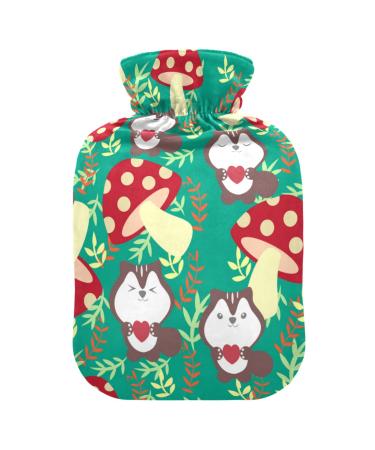 Hot water bottles with cover squirrel mushroom hot water bag for pain relief cramps injuries heating bag 2 liters