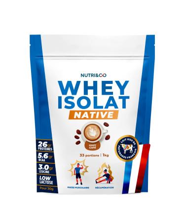 Nutri&Co Whey Isolate Native – Up to 94% Protein – Pure French Milk Low Lactose Easy Digestion – Rich in BCAA – Weight Gain & Bodybuilding – 1 kg 33 Servings Vanilla Flavor