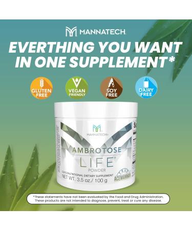 Immune Support Supplement, Mannatech Ambrotose Life (Powder) 100g, Supports Cell-to-Cell Communication and a Healthy Immune Defense, with Manapol Powder Pure 100% Natural Aloe Vera Supplement - Buy Online on GoSupps.com