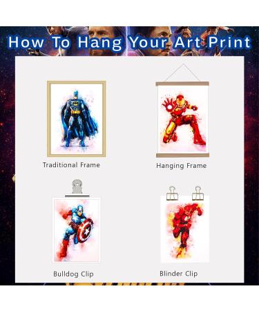 Yumcute Superheroes Watercolor Art Posters - 8-Piece Avengers Wall Decor for Kids' Bedrooms (A4 Unframed) - Buy Online on GoSupps.com