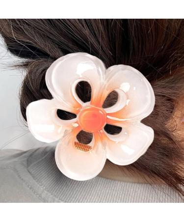 Floral Hair Clips Cute Acrylic Hawaiian Hair Clips | Women's Hair Barrettes Hair Styling Accessories Large Non-Slip Hair Clips for Beaches Orange1 - Buy Online on GoSupps.com