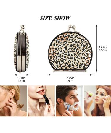 Susiyo Vintage Leopard Compact Mirror with Buckle Closure - Small & Portable Travel Makeup Mirror for Women & Girls - Buy Online on GoSupps.com