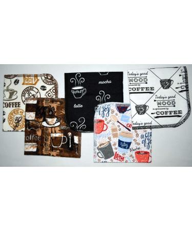 Set of 5 Coffee Time 1 Ply Printed Cotton Flannel Little Wipes 12x12 Inches - Buy Online on GoSupps.com