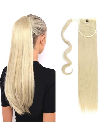 S -noilite clip in extensions hair part braid ponytail smooth hair extension real naturopathic hair like real hair wrap on ponytail various colors 58cm - bleached blonde
