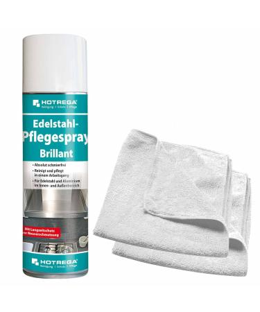Hotrega stainless steel care spray brilliant |Stainless steel cleaner |Stainless steel care |Stainless steel care cleaner (500ml including 2 microfiber cloths)