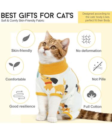 Dertrun Cat Surgery Soft Romper - Anti-Lick Abdominal Wound Suit for Kittens & Cats | Post-Surgery Recovery Collar Replacement | Yellow - Buy Online on GoSupps.com