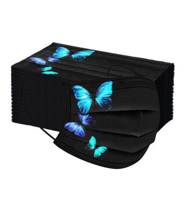 riou 50 pieces disposable adult mouth and nose protection fabric with motif butterfly 3-layer breathable cloth mouth protection multifunctional scarf for women