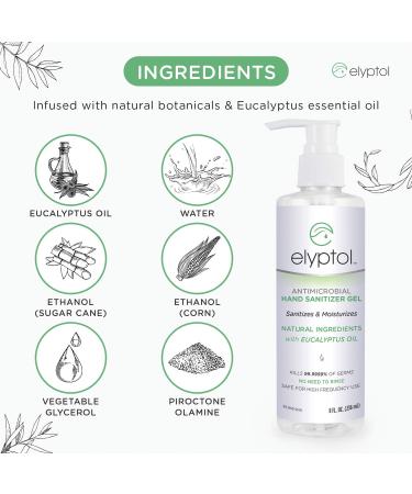 Elyptol Antimicrobial Hand Sanitizer Gel 8oz - Natural Hospital-Grade Moisturizing & Germ-Killing with Eucalyptus Oil - Buy Online on GoSupps.com