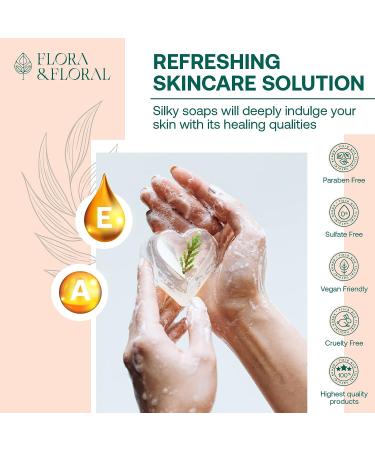 Flora & Floral Clear Vegan Bath Soap Gift Set - 4 pc Heart Shaped Body Soap with Argan & Coconut Oil - 2 oz - Buy Online on GoSupps.com