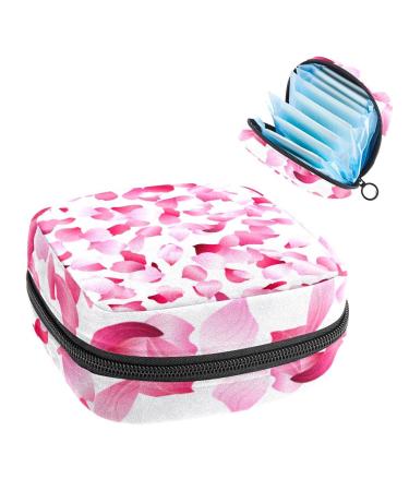 GIAPB Period Bag Sanitary Napkin Storage Bag Period Pouch Travel Makeup Bag Pink Petals Color4970