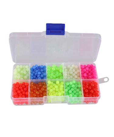 Facikono Fishing Beads Assorted Set, 1000pcs 5mm Round Float Glow Fishing Rig Beads Fishing Lure Tackle 10 Colors - 1000 Pack
