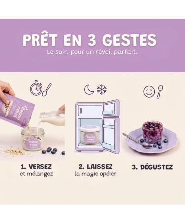 FLOCON REBEL Overnight Oats | Myrtilles 10 Petits D jeuners Sains et Rapides | Porridge Froid | Flocons d Avoine | Riche en Fibres Source de Prot ines Bio Sans Sucre Ajout - 10x45g Myrtilles 45 g (Lot de 10) - Buy Online on GoSupps.com