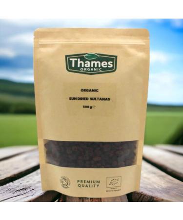 Organic Sun-Dried Sultanas - 100% Natural No Additives or Preservatives - Vegan GMO-Free Certified Organic - Sweet Juicy and Nutritious Snack - Perfect for Baking and Cooking - Thames Organic 1kg - Buy Online on GoSupps.com