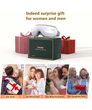 Premium Eye Massager with Heat & Music - Perfect Birthday Gift for Migraine Relief Sleep Improvement & Eye Strain Reduction - Ideal for Women & Men - White - Buy Online on GoSupps.com