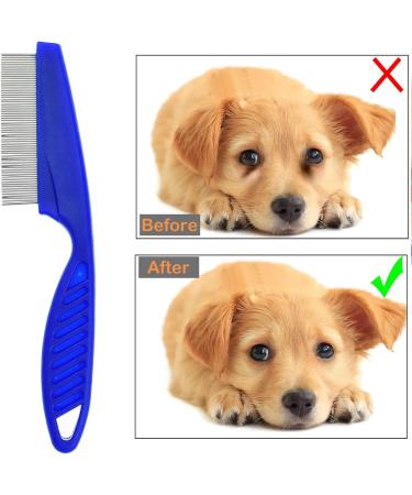 2 Pcs Flea Comb for Cat Dog Flea Lice Tear Stain Remover Pet Combs Fine Tooth Grooming Removal Tool Blue - Buy Online on GoSupps.com