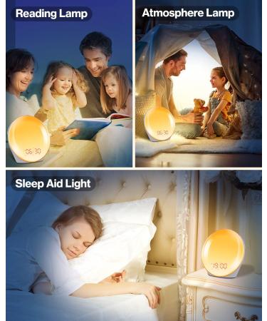 Laliled Sunrise Simulation Alarm Clock - 14 Colors 16 Brightness 10 Natural Sounds FM Radio & Snooze Function | Perfect Wake-Up Light for Adults & Kids - Buy Online on GoSupps.com