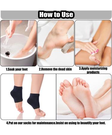 Jootuepo Gel Socks - 3 Pairs Soft Open Toe Heel Socks for Cracked Skin - Foot Care Treatment (Black) - Buy Online on GoSupps.com