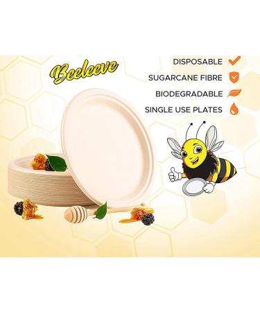 Clisted 200 Pack 7in Compostable Disposable Round Bagasse Paper Plates Biodegradable Sugarcane Fibre - Buy Online on GoSupps.com