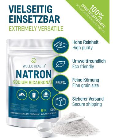 100% Pure Bicarbonate of Soda for Cleaning and Kitchen - 3X 1.000g Food Grade Resealable Bag - Buy Online on GoSupps.com