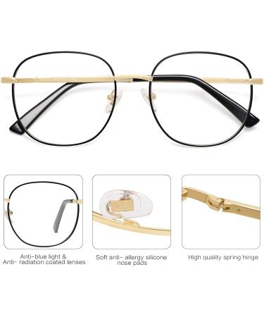 Sojos Designer Stylish Blue Light Blocking Glasses - Aurora SJ1137 | Black&Gold Frame | Anti-Blue Light Lens - Buy Online on GoSupps.com