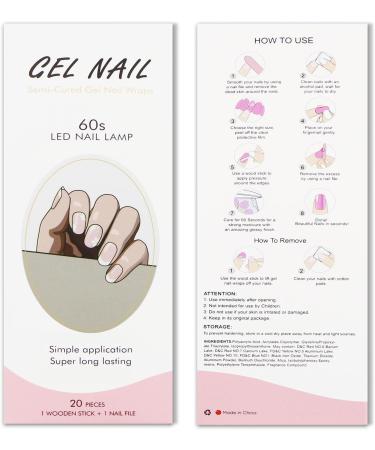 JMEOWIO Gel Nail Stickers Cream Pink White Flower French Tip Semi Cured Gel Nail Strips Wraps UV/LED Nail Supplies Nail Art Design Decoration Accessories - Buy Online on GoSupps.com
