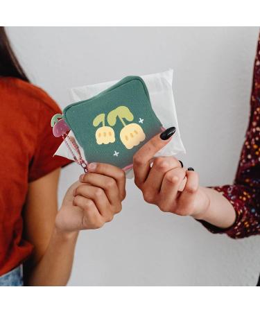 Healvian Flower Makeup Bag | Sanitary Napkin Storage & Menstrual Pad Holder | Portable Zipper Bag for Tampons & Coins | First Period Kit | Green Women's Makeup Bag - Buy Online on GoSupps.com