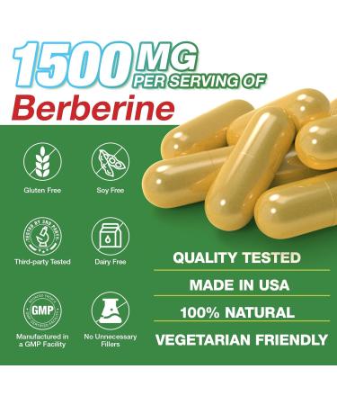 Berberine Supplement 1500mg - Premium Berberine HCl 97% Purity Berberine Plus Pure Ceylon Cinnamon High Potency Berberine for Men Women Non-GMO Vegan 2Pack 90 Count (Pack of 2) - Buy Online on GoSupps.com