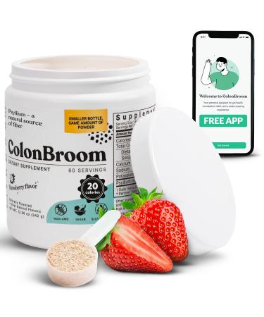 ColonBroom Psyllium Husk Powder Colon Cleanser - Vegan Gluten Free Non-GMO Fiber Supplement - Safe Colon Cleanse for Constipation Relief Bloating Relief & Gut Health (60 Servings) 12.06 Ounce (Pack of 1)