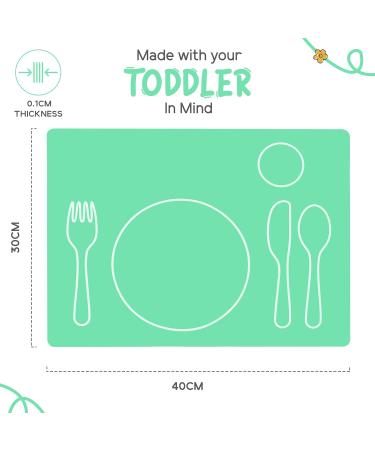 Montessori Toddler Silicone Dining Mat - Non-Slip & Easy-to-Clean Placemat for Kids - GREEN - Buy Online on GoSupps.com