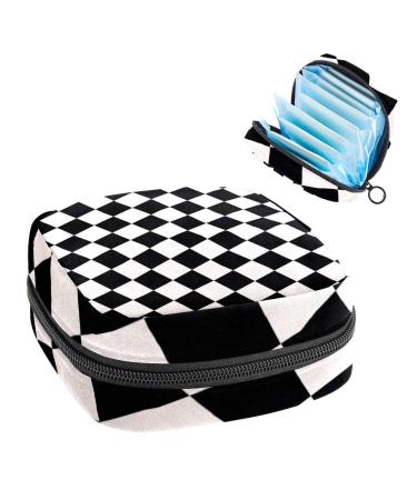 GIAPB Period Bag Sanitary Napkin Storage Bag Period Pouch Travel Makeup Bag Checkerboard Pattern Color4716
