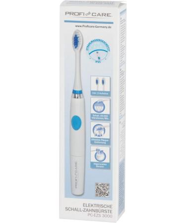 Proficare PC-EZS 3000 Electric Sound Toothbrush | Optimal Dental Care & Oral Hygiene | Includes 2 Butsiessents | Battery Operated | White-Blue - Buy Online on GoSupps.com
