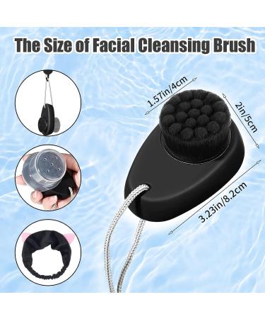 2 PCS Silicone Facial Cleansing Brush Set - 2 in 1 Face Exfoliator & Scrubber with Lid, Hairband, Hooks - Soft Bristle Brush for Deep Pore Cleansing - Black & White - Buy Online on GoSupps.com