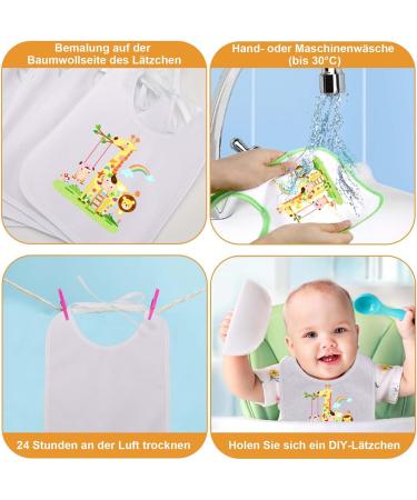 Miiepls 12-Piece Baby Bib Painting Set | Includes 12 Textile Pens & 3 Stencils | Perfect for Baby Shower Games & Parties - Buy Online on GoSupps.com