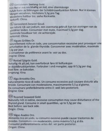 Qidong Jinhe Foods CoLtd JHFOODS Gold Roasted Seaweed Sushi 28 g - Buy Online on GoSupps.com