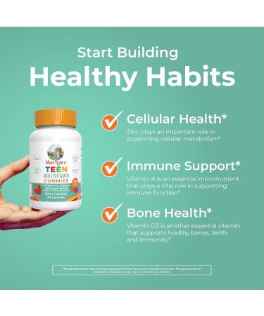 MaryRuth's Multivitamin Gummies for Teens | Vitamin D3 A C E B6 B12 Zinc Iodine Biotin | Immunity | Tissue Vision & Skin Health | Vegan | Non-GMO | Sugar Free | Gluten Free | 60 Count - Buy Online on GoSupps.com