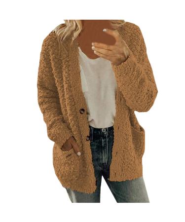 Hanxiulin fleece plush jacket Fluffy warm zipper wool jacket fleece jacket women winter color variants transition jacket light quilted jacket Feeded autumn winter coat winter jacket xxl coffee