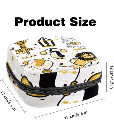 Womens Napkin Storage Bag - Circus Animal Design with Lion Tiger & Penguin | Funny Menstrual Cup & Portable Bandage Storage for First Period - Buy Online on GoSupps.com