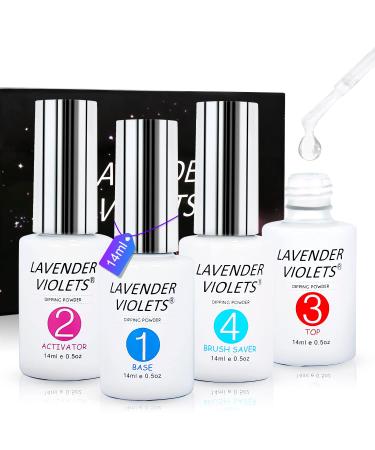 Lavender Violets Dip Powder Liquid Set Dipping Powder Base Top Coat Activator Brush Saver J705B Clear