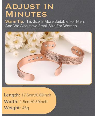 Jeracol Copper Magnetic Bracelet - Tree of Life Design | Adjustable Size | 100% Solid Copper Cuff Bangle with 12 Magnets | Gift Box Included - Buy Online on GoSupps.com
