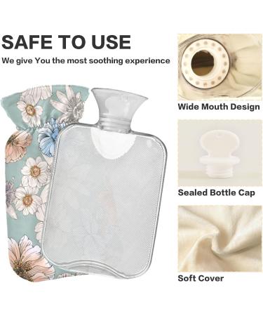 NAANLE 2L Hot Water Bottle - Yellow & Blue Floral Design | Heat & Cold Therapy for Back Pain Relief Hand & Foot Warmer - Buy Online on GoSupps.com