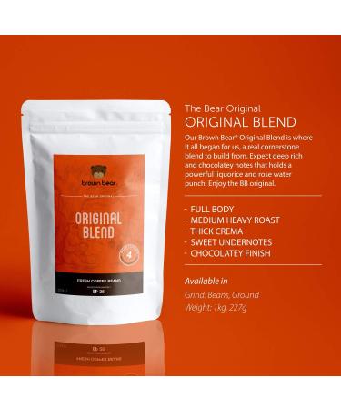 Brown Bear Original Blend Ground Coffee 227g | Medium Dark Roast | Strength 4 | Ideal for French Press, Drip, Aeropress | Donation to Free The Bears | 1 Pack - Buy Online on GoSupps.com