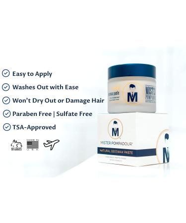 Mister Pompadour Natural Beeswax Matte Hair Paste | High Hold, No Shine | Water Based | 2oz - Buy Online on GoSupps.com