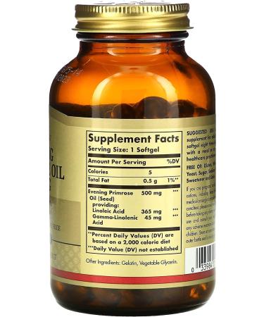 Solgar Evening Primrose Oil 500 mg Softgels - 180 Count - Women's Nutritional Support for Healthy Skin & Cardiovascular Health - Gluten & Dairy Free - Buy Online on GoSupps.com