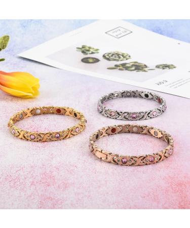 Topassion Removable Magnetic Hardship Tape - Titanium Steel Therapy Bracelet for Arthritis Pain Relief Weight Loss & Anti-Fatigue - Unisex Yellow - Buy Online on GoSupps.com