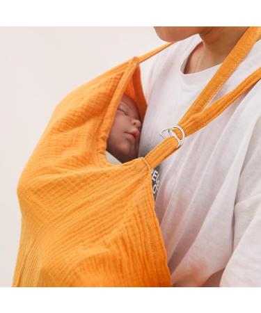 Breathable Yellow Muslin Nursing Cover with Adjustable Strap - Lightweight and Soft Cotton Breastfeeding Shawl for Outdoor Feeding - Buy Online on GoSupps.com
