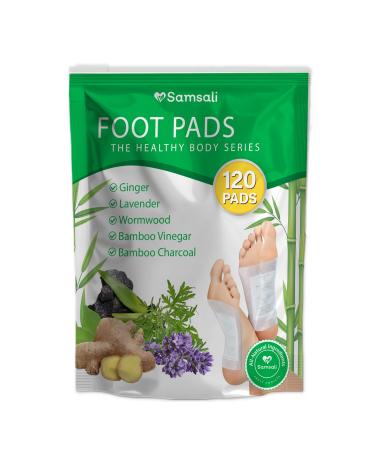 Ginger & Bamboo Vinegar Foot Pads: 120 Pack Natural Foot Pads with Bamboo Charcoal, Wormwood & Lavender for Adults and Elderly, Soothing Overnight Sleep Care 120 Pads