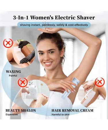 Buy 2-IN-1 Electric Shaver Razors for Women - Rechargeable Wet/Dry Bikini Trimmer | Painless Hair Removal for Legs Underarms Face | IPX7 Waterproof - Buy Online on GoSupps.com